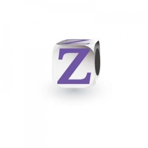 Sterling Silver Letter Block in Purple - Z (Serif)