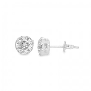 Alana Round Cubic Zirconia Stud Earring 9kt White Gold