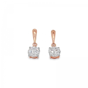 Abigail Round Cubic Zirconia Drop Earring 9kt Rose Gold