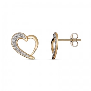 Illusions Heart Stud Earring 9kt Yellow Gold