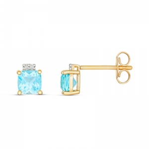 Callie Blue Topaz & Diamond Earrings 9kt Yellow Gold