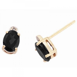 Alexa Oval Natural Sapphire & Diamond Earring 9kt Yellow Gold