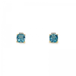 Callie Blue Topaz & Diamond Earrings 9kt Yellow Gold