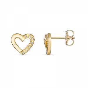 Lila Diamond Heart Stud Earring 9kt Yellow Gold