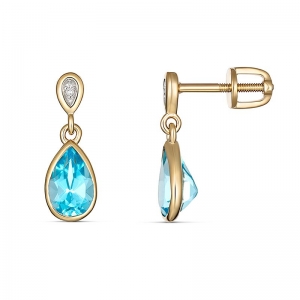 Shiloh Blue Topaz & Diamond Drop Earrings 9kt Yellow Gold