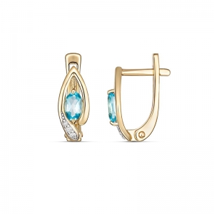 Savannah Blue Topaz & Diamond Huggie Earrings 9kt Yellow Gold