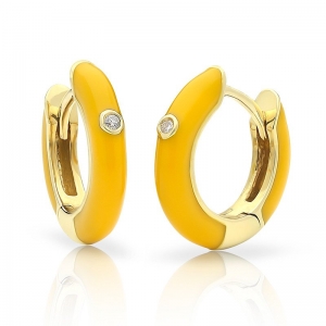 Enamoured Yellow Enamel Diamond Huggie Earring 9kt Yellow Gold