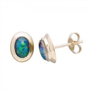 Amity Oval Triplet Opal 6x4mm  Stud Earring