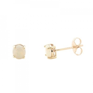 Adeline 6mm Round Solid Opal Stud Earring 9kt Yellow Gold