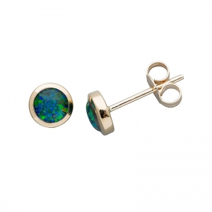 Anastasia 5mm Round Triplet Opal Earring 9kt Yellow Gold