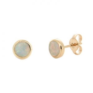 Anastasia 6mm Round Solid Opal Earring 9kt Yellow Gold
