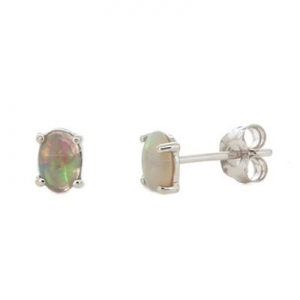 Alina Oval Solid Opal Earring Silver