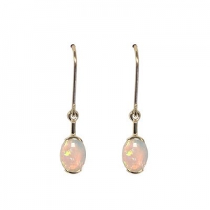 Adelaide 11x9mm Oval Solid Opal Drop Earring 9kt Yellow Gold