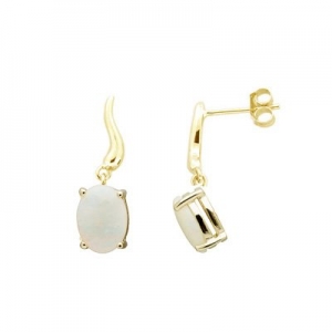Alexis Oval Solid Opal Drop Earring 9kt Yellow Gold