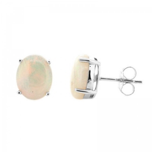 Baylor 9x7mm Oval Solid Opal Stud Earring