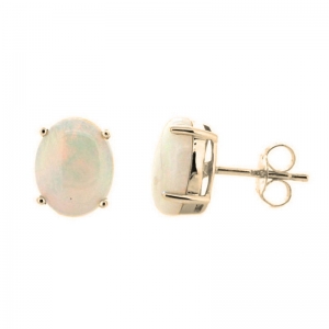 Baylor 9x7mm Oval Solid Opal Earring 9kt Yellow Gold