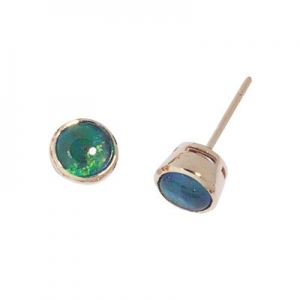 Brie 6mm Round Triplet Opal Earring 9kt Yellow Gold