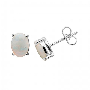 Celeste 7x5mm Oval Solid Opal Earring 9kt White Gold