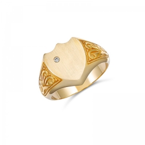 Cain Shield Diamond Ring 9kt Yellow Gold
