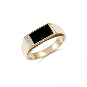 Dexter Black Onyx & Diamond Ring 9kt Yellow Gold (GR168-DC - )