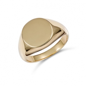 Dominic Polished Round Signet Ring 9kt Yellow Gold