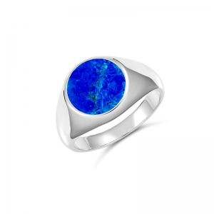 Dominic Round Lapis Ring Silver