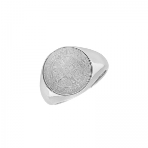 St Benedict Cross White Mother of Pearl Ring