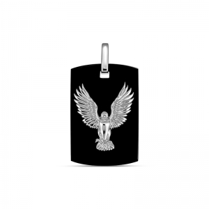 Eagle Dogtag 2 Black Onyx Pendant Silver