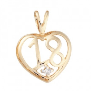 Preston 18th Birthday Diamond Heart Pendant 9kt Yellow Gold