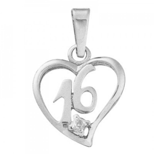 Portia 16th Birthday Diamond Heart Pendant 9kt White Gold