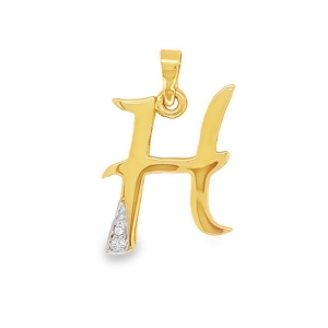 Sage Diamond Set Initial Letter Pendant 9kt Yellow Gold - H