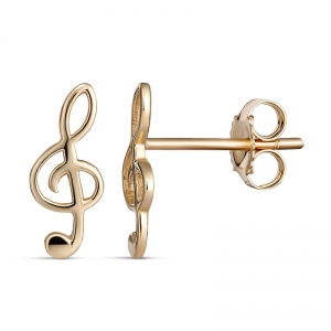 Treble Clef Stud Earring 9kt Yellow Gold