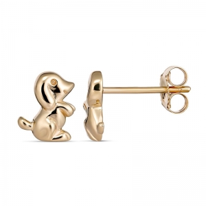 Dog Stud Earring 9kt Yellow Gold
