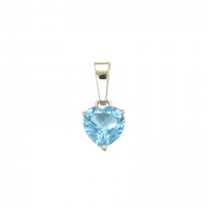 Noble Heart Blue Topaz Claw Set Pendant 9kt Yellow Gold