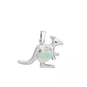 Kangaroo Solid Opal Pendant Silver