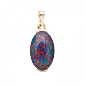 Louise 14x7mm Oval Triplet Opal Pendant 9kt Yellow Gold