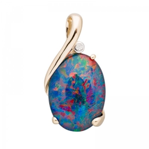 Octavia Oval Triplet Opal & Diamond Pendant