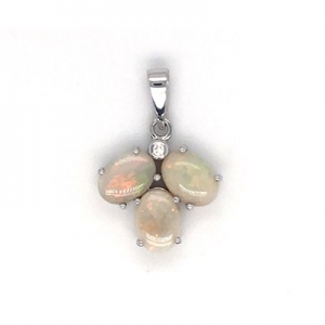 Lizette Oval Solid Opal & Diamond Pendant