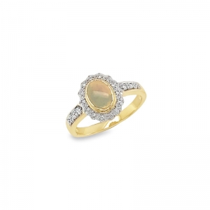 Evelyn Oval Solid Opal Diamond Ring