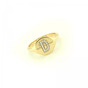 Initial Diamond Set Ring 9kt Yellow Gold - D
