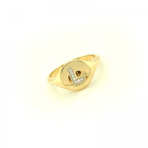 Initial Diamond Set Ring 9kt Yellow Gold - L