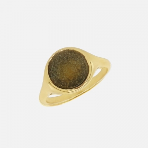 Eva Round Gold Obsidian Ring