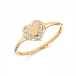 Nicoletta Diamond Set Heart Ring 9kt Yellow Gold