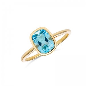 Bronte Blue Topaz Ring 9kt Yellow Gold