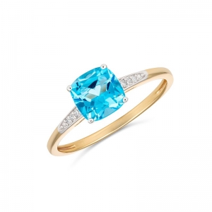 Kate Blue Topaz & Diamond Ring 9kt Yellow Gold
