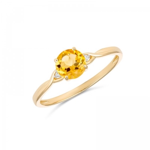 Arabelle Round Citrine & Diamond Ring 9kt Yellow Gold