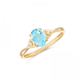Serena Blue Topaz & Diamond Ring 9kt Yellow Gold