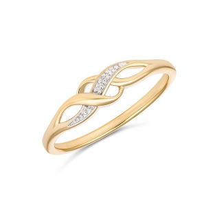 Shalimar Diamond Set Twist Ring 9kt Yellow Gold