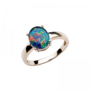 Gaynor Oval 9x7mm Triplet Opal  Ring 9kt Yellow Gold